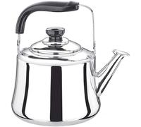 Bouilloire en acier inoxydable, 4 litres, avec sifflet, compatible induction, pour utilisation en extérieur, couleur argent