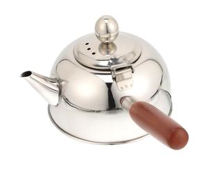 Bouilloire en Acier Inoxydable 500ml à Poignée Latérale Cuisine | Poignée Anti-brûlure en Bois, Compatible Gaz et Feu Ouvert, Finition Argentée, Chauffe Rapide