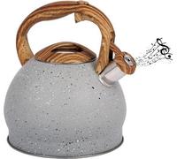 Bouilloire en acier inoxydable pour le camping - Bouilloire de 3 litres pour cuisinière à induction - Acier inoxydable - Texturée - Sifflet