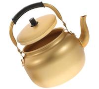 Bouilloire en Aluminium 1 L Style Coréen, Poignée Anti-brûlure | Usage la Cuisine et Flamme Nue, Chauffe, Prise Confortable, Coloris Or, Pratique au Quotidien