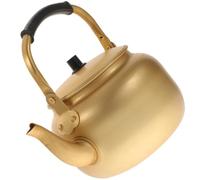 Bouilloire en Aluminium 1l pour Cuisinière à Gaz, Style Pratique | Poignée Anti-brûlure Confortable, Ébullition, Usage Feu Ouvert, Finition Or, Format Compact