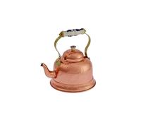 Bouilloire en cuivre, Theiere cuivre - Martelé, avec anse en porcelaine, 1,5L