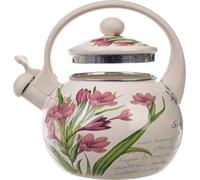 Bouilloire en émail - Bouilloire à sifflet - 2,2 l - Pour induction et gaz - Avec sifflet - Poignée ergonomique - Design classique
