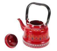 Bouilloire en Émail Rouge 1,7 L pour Eau et Café, Style Vintage Élégant | Chauffe Vite, Supporte les Hautes Températures, Nettoyage Facile, pour Réunions Familiales, Usage Domestique Quotidien