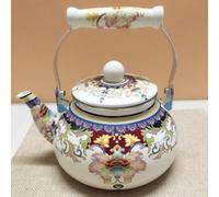 Bouilloire en émail vintage, théière en émail floral, théière en porcelaine émaillée sifflante, théière turque pour l'eau chaude avec poignée fraîche pour la table de cuisson
