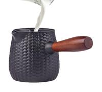Bouilloire en fonte, capacité 600 ml, pour poêle et direct | Théière en fonte avec poignée en bois pour voyage, camping, plage, cuisine, ébullition, adultes et enfants