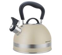 KINGHOFF KH-1854 Bouilloire sifflante en acier 1,8 l Petite taille Compatible induction Beige