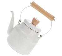 Bouilloire Rétro en Émail Blanc 2,5 L Poignée Bois | Thé et Café, Usage Domestique, Finition Délicate, Résistante à L’usure Chocs