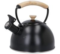 Bouilloire sifflante, 1,6 L, inox, bois, noir - La Cafetière