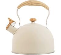Bouilloire sifflante 2.5L acier inox, induction gaz, facile à nettoyer, beige YYV