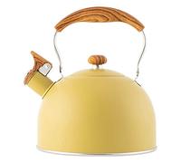 Bouilloire Sifflante - 2.5L Bouilloire À Eau En Acier Inoxydable, Bouilloire Rétro Avec Poignée En Bois, Bouilloire À Thé Sur La Cuisinière, Bouilloire Sifflante Pour Cuisinière À G,Pour Thé Et Café