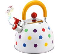 Bouilloire sifflante à pois en acier inoxydable de qualité alimentaire pour cuisinière, thé, café, lait (orange)