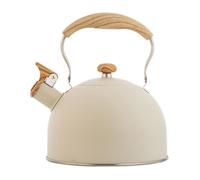 Bouilloire sifflante avec théière de pique-nique de cuisine avec manche en bois pour cuisinières à gaz à induction
