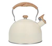 Bouilloire Sifflante en Acier Inoxydable, 2,5 L, Poignée Style Bois, Compatible Induction et Gaz
