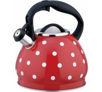 Bouilloire sifflante en acier inoxydable, bouilloire à thé à pois, 3 litres(Rouge)