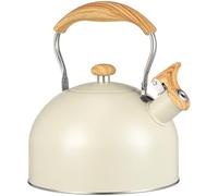 Bouilloire Sonore en Acier Inoxydable 2,5 L Filtre | Fond Plat, Filtre Scellé, Résistance aux Hautes Températures, Poignée Bois, Usage Bureau et Voyage