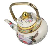Bouilloire Vintage en Émail 1,5 L, Forme Poire, pour Cuisinière | Ébullition Rapide, Résistance aux Hautes Températures, Nettoyage Facile, Style Fleuri, Charme Intemporel