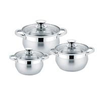 Royal Swiss® Batterie de Cuisine Inox 6 Pièces - Casseroles & Poêles avec Couvercles en Verre - Tous Feux - Acier Inoxydable Durable (6 pcs)