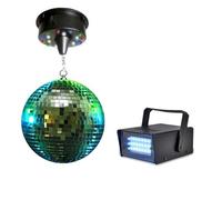 Boule à facettes 20cm + moteur 18 LED + Mini strobe Lytor
