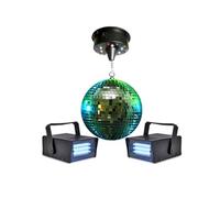 Boule à facettes 30cm avec moteur 18 LED + 2 Mini strobes