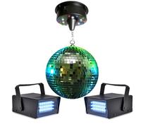 Boule à facettes 30cm avec moteur 18 LED + 2 Mini strobes Lytor