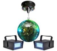 Boule à facettes 30cm avec moteur 18 LED + 2 Mini strobes Lytor