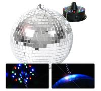 Fuzzix - Pack Boule à Facettes 30cm avec Moteur et LEDs Argent