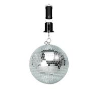 Boule à Facettes Argentée 40cm FXLab avec deux points de suspension - Matériau Léger - Mirroir Poli + Moteur à piles