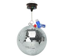 Boule à Facettes Argentée 50cm FXLab avec Deux Points de Suspension + Moteur de Boule LED à Batterie FXLAB+Clé USB 32G