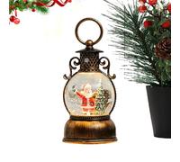 Boule À Neige De Noël Illuminée - Lanterne Boule À Neige De Noël Vintage | Lanterne Bo-ule De N-eige Père No-ël Portable Avec Minuterie Et Musique De 6 Heures, Idéale Pour La Décoration Intérieure (A)