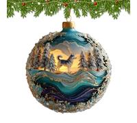 Boule à neige en acrylique 2D Père Noël loup neige maison ornement | Décoration de Noël intérieure pour fenêtre, entrée, chambre, bureau, cour, ferme, jardin, anniversaire, fête