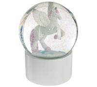 Boule à Neige en Verre Licorne 13cm Blanc