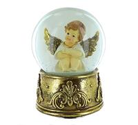 Boule à Neige Musicale animée de Noël avec Globe en Verre, boîte à Musique, Neige, Ange songeur et mécanisme Musical à Ressort de 18 Notes (Réf: 62066) - Ave Maria (Charles Gounod)