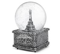 Boule à Neige Musicale Tour Eiffel en Résine et Verre, Style Vintage