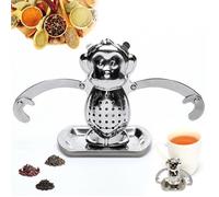 Boule à thé,Passoire à thé de singe,Filtre à thé en Inox,Infuseur à thé avec Plateau d\'égouttement,pour Épices,Herbes,Café,Théière