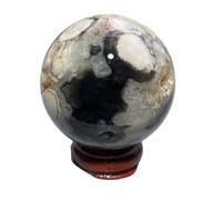 Boule d'agate de Fleur Cerisier Rose Noir en Cristal Naturel, sphère Pierre Brute d'échantillon minéral présente (48,9 mm)