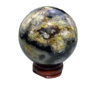 Boule d'agate de Fleur Cerisier Rose Noir en Cristal Naturel, sphère Pierre Brute d'échantillon minéral présente (48,9 mm)