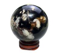 Boule d'agate de Fleur Cerisier Rose Noir en Cristal Naturel, sphère Pierre Brute d'échantillon minéral présente (48,9 mm)