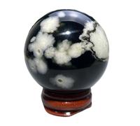 Boule d'agate de Fleur Cerisier Rose Noir en Cristal Naturel, sphère Pierre Brute d'échantillon minéral présente (48,9 mm)