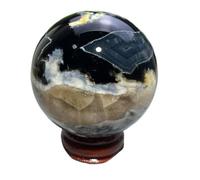 Boule d'agate de Fleur Cerisier Rose Noir en Cristal Naturel, sphère Pierre Brute d'échantillon minéral présente (48,9 mm)