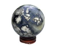 Boule d'agate de Fleur Cerisier Rose Noir en Cristal Naturel, sphère Pierre Brute d'échantillon minéral présente (48,9 mm)