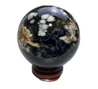 Boule d'agate de Fleur Cerisier Rose Noir en Cristal Naturel, sphère Pierre Brute d'échantillon minéral présente (48,9 mm)