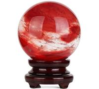 boule de cristal, Boule de cristal Quartz fusion rouge avec support(60mm)