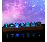 Boule de cristal colorée 3D Veilleuse avec socle en bois Diamètre 40 mm Lampe de cristal LED Lampe planète Décoration d'intérieur pour enseignants, garçons, enfants, filles et hommes (lumière colorée)