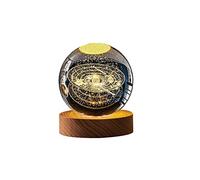 Boule de Cristal D'soleil 3D Boule en Verre Luminescente LED Projection Veilleuse Boule de Cristal USB Avec Base en Bois, Touch Sensor Light Cadeaux pour Enfants pour Noël, Anniversaire, Thanksgiving