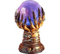 Boule de cristal lumineuse Sorcière Boule de cristal céleste Crâne Mains Veilleuses Boule clignotante Décoration Halloween (Marron)
