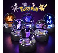 Boule de cristal Pokémon 3D Mewtwo Pikachu Gengar Pokeball Lampe de nuit 3D Statue en verre Boule de cristal Pokémon Cadeau d'anniversaire 37 Jolteon