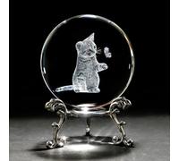 Boule de cristal pour chat 3D gravée par la technologie laser 3D avancée. Le chat 3D est très clair, durable et ne se décolore pas