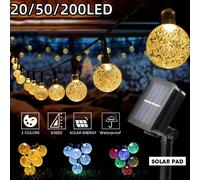 Boule de cristal solaire à 200 LED, lumière à bulles, poteau lumineux, bande lumineuse extérieure étanche, lampe solaire de jardin pour la décoration de camping