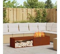 vidaXL Braise Marron 160 x 45 x 35 cm Acier, Jardin et terrasse, Foyer rectangulaire, Chauffage d'extérieur, résistant aux intempéries, mobilier Moderne pour se Rassembler